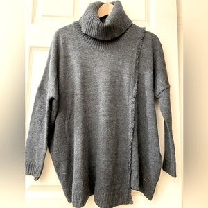 S: Ivanka Trump Soft Turtleneck Sweater Blue/Grey Fringe Accent NWOT new!
